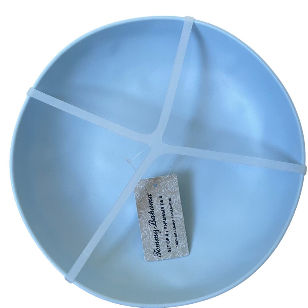Tommy Bahama Light Blue MELAMINE 9in Salad Bowls Set of 4 NEW
